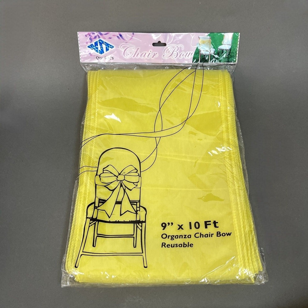 Natural Star Inc. NST Organza Chair Bow Yellow 9"‎ x 10 feet Reusable Lot of 6